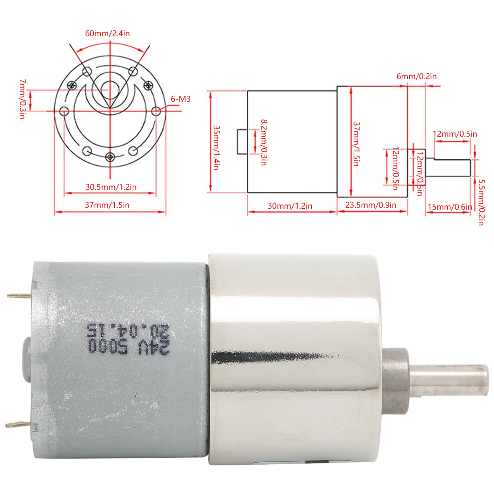 24V Slow Speed DC Gear Motor XD-37GB3530