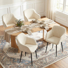 (Cream, Set of 6) Goeurvant Dining Chairs