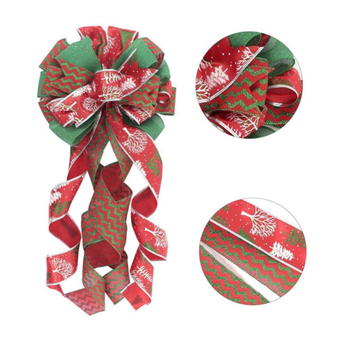 Christmas Tree Bow Buffalo Plaid Red Black Burlap 1 Pack 2