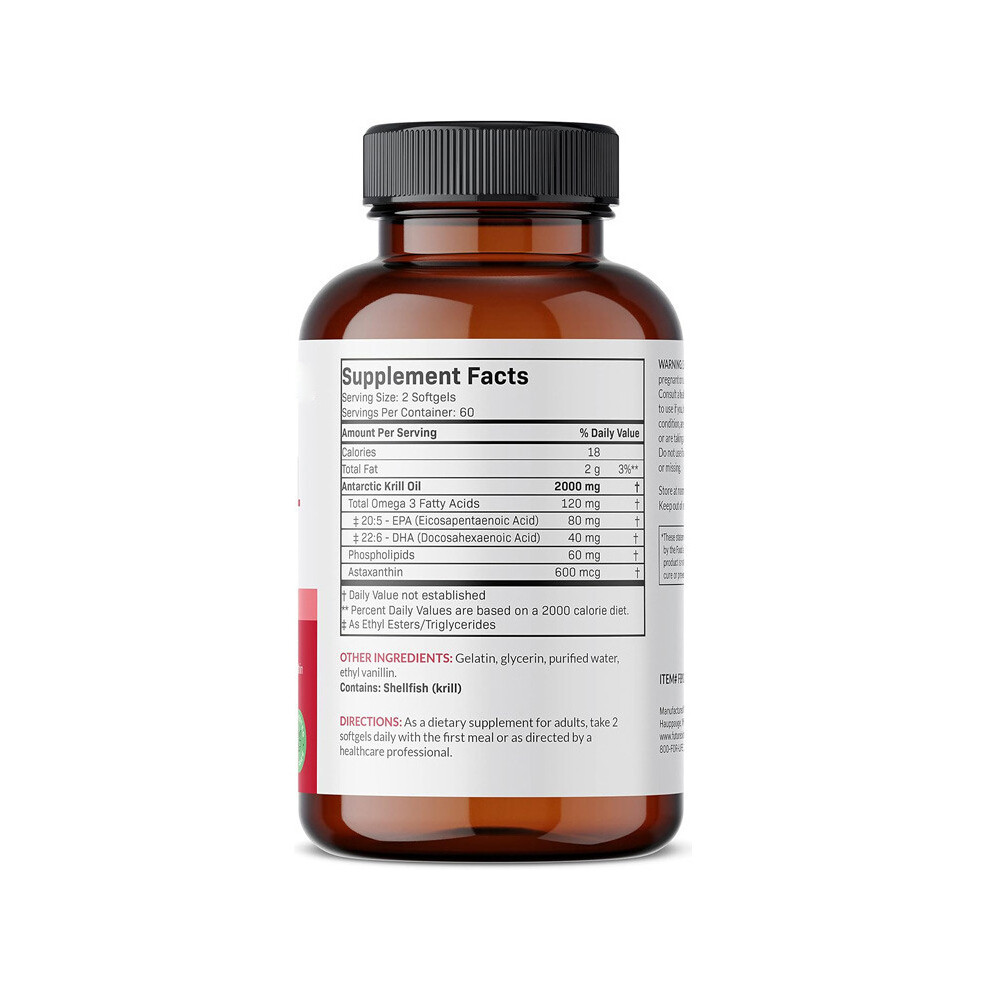 (2PCS) Antarctic Krill Oil  Softgels - Omega-3 EPA/DHA, Astaxanthin & Phospholipids, 120 Capsules