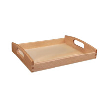 Unfinished Wooden Serving Tray with Handles, 9.6x1.3x7.6", for Montessori, Crafts, Organizing, Breakfast, Tea – Compatible with DIY Projects