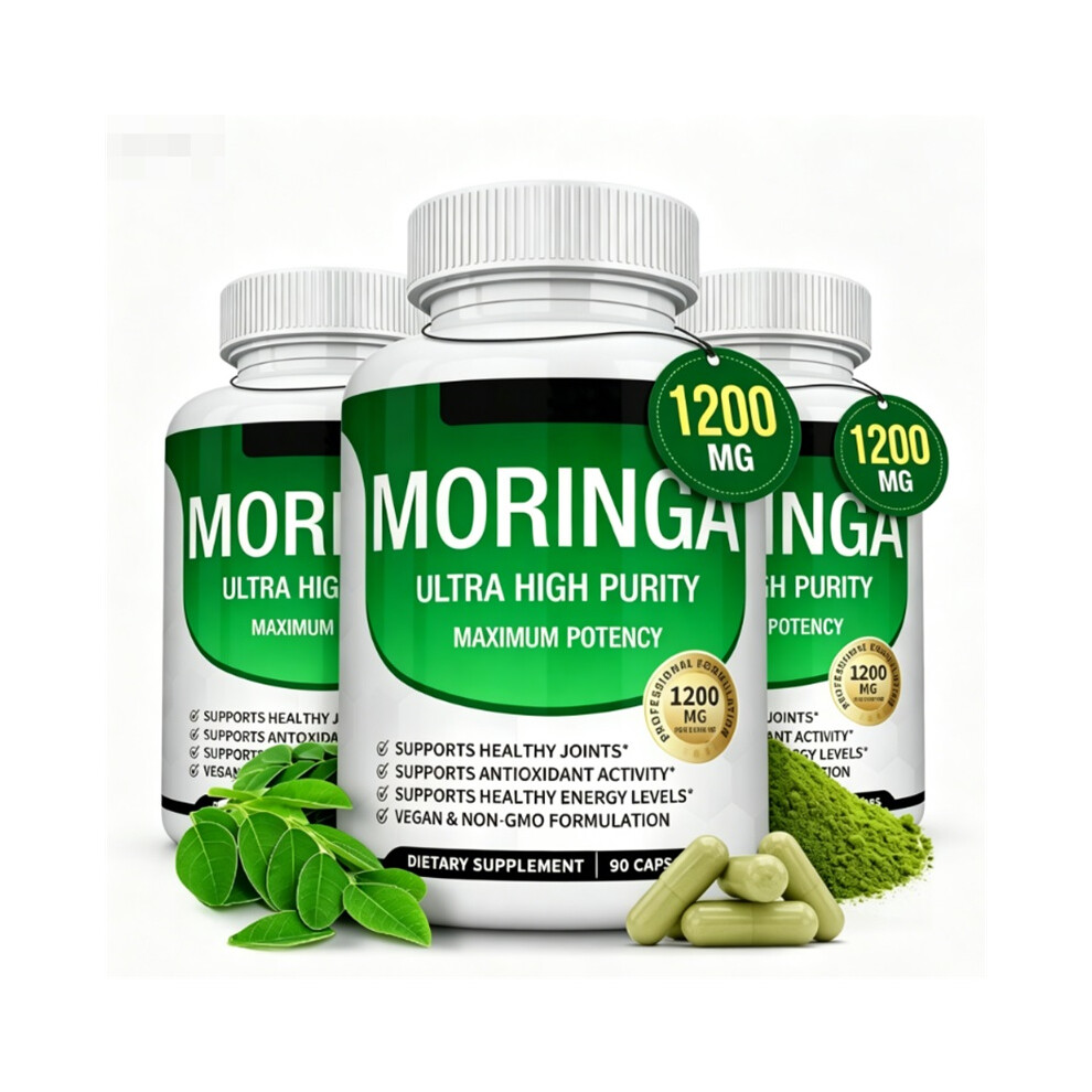 (3bottle) High-Quality 1200mg Moringa Capsules Organic Moringa Powderï¼90 Capsules