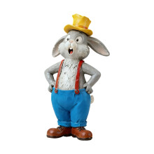 Easter Bunny Statue Resin Outdoor Indoor Decor Gray 1PC