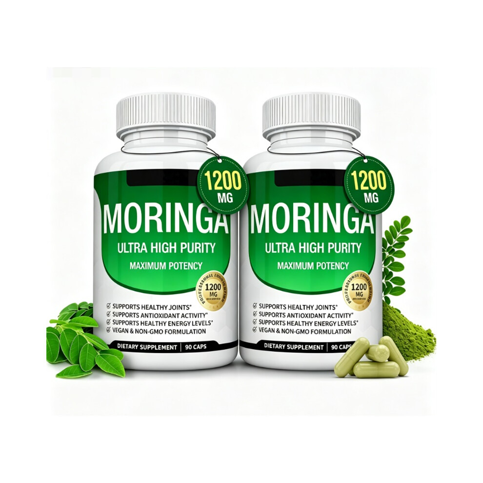 (2bottle) High-Quality 1200mg Moringa Capsules Organic Moringa Powderï¼90 Capsules