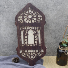 Brown Ramadan Decor Wooden Moon Star Lantern Eid Wall Art