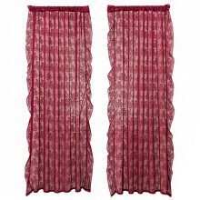Rideaux de fenêtre en dentelle, 2 pièces, tissu-Bourgogne