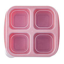 4-Compartment Wheat Straw Snack Box with Lid, Easy-Open & Fruit Divider, Portable Food Container for Lunch/Picnic (Beige)