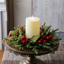 Christmas Candle Ring Garland Red Berry Christmas Candle Ring Hanging Garland Suitable For Kitchen Cabinet Christmas Table Centerpiece