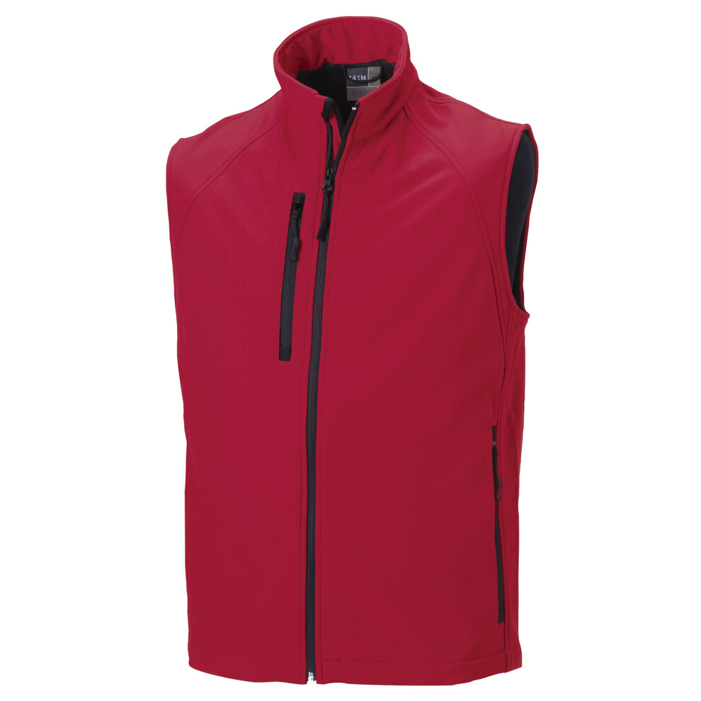 (M, Classic Red) Russell Mens 3 Layer Soft Shell Gilet Jacket