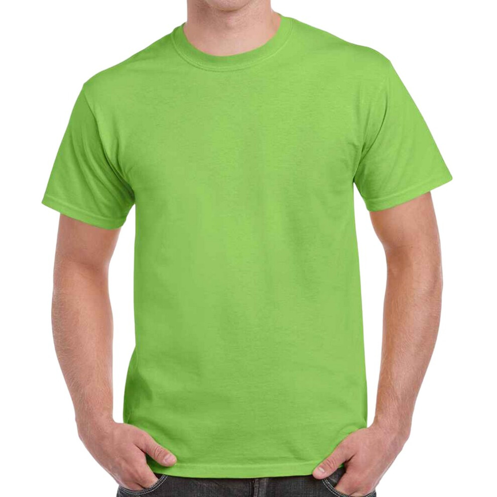 Gildan (M, Lime) Adults Unisex Heavy Cotton T Shirt Multicoloured