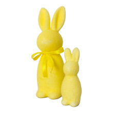 2 Pack Large Flocked Rabbit Easter Decorations, Spring Table Centerpieces, Solid Color Rabbit Figurines for Home & Party – Compatible with Easter