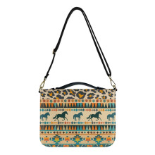 Aztec Tribal Ethnic Print Bible Cover Case for Women Men Horse Leopard Design Leather Bible Bag with Shoulder Strap Large Bible Protector, 2XL