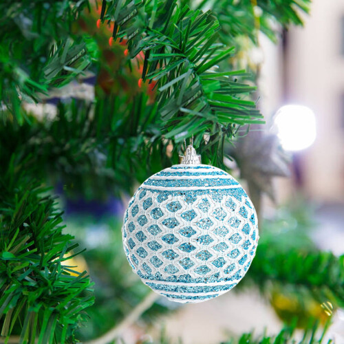 Christmas Ball Ornament Blue Lace Decor 3.14 in 1