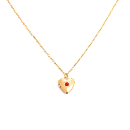 Heart Locket Necklace in Metal with Adjustable Chain
