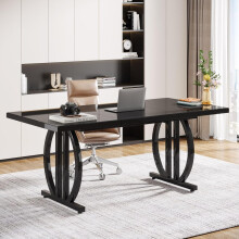 Tribesigns Home-Office-Schreibtisch, groß, 160 x 80 cm, Bürotisch mit geometrischem Metallgestell