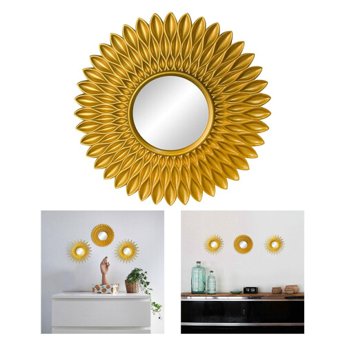 European style round wall mirror gold flower shape 2