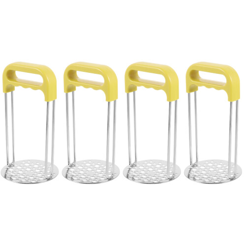 4Pcs Stainless Steel Potato Masher Kitchen Tool Yellow Handle 2