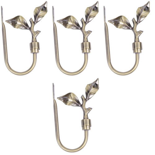 4Pcs Rustic Leaf Green Metal Curtain Hooks Tiebacks Decorative Hooks 1