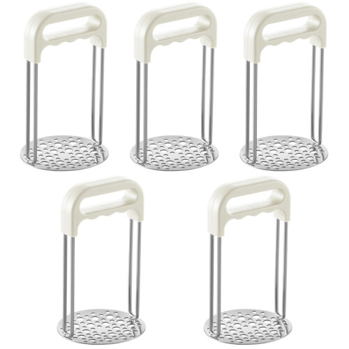 5Pcs Manual Potato Masher White Stainless Steel Kitchen Pressing Tool 1