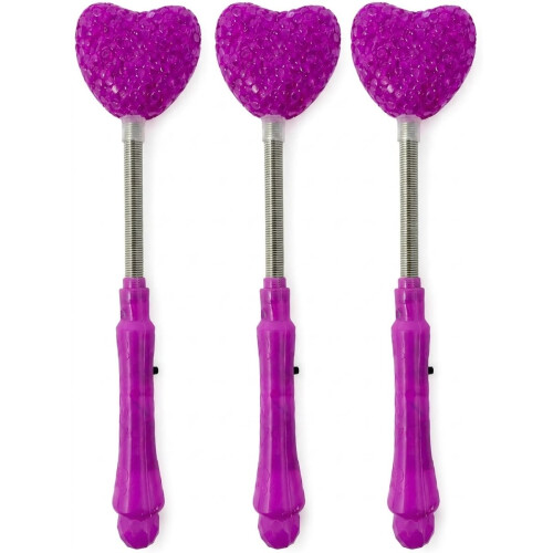 3PCS Purple LED Heart Magic Wand Kids