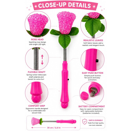 3PCS Light Up Rose Princess Magic Wand Toy 2