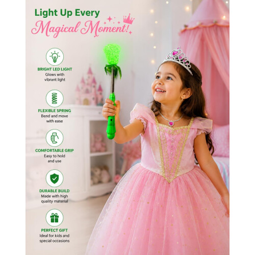 3PCS Green LED Rose Magic Wand Kids Set 30cm 2