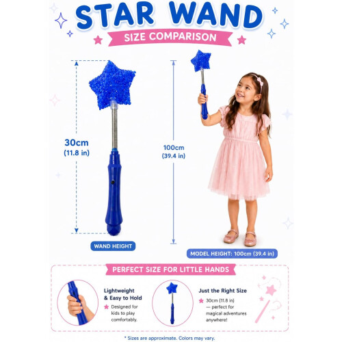 3Pcs LED Flashing Star Light Wand for Kids Blue 1