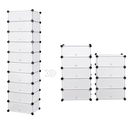 Armoire étagère rangement montage simple système enfichable 10 compartiments blanc 2012057 1