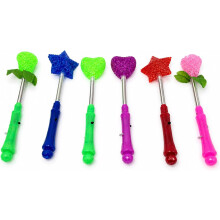 Pack of 6 LED Glowing Star Heart Rose Wand Pack
