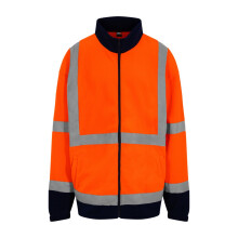 (M, Orange/Navy) PRO RTX High Visibility Mens Full-Zip Fleece