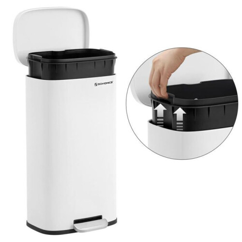 Cestino da cucina con pedale da 30 litri, secchio interno in plastica con coperchio 1