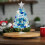 Mini blue Christmas tree desktop decoration 5