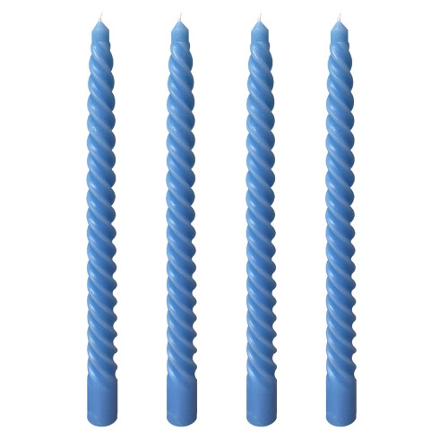 Set di 4 candele blu affusolate con filo lungo, senza profumo. 1