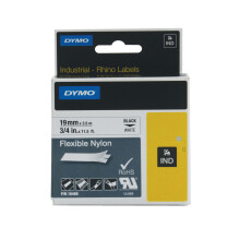 Dymo 18489 Rhino Nylon Tape 19mm x 3.5m Black on White S0718120