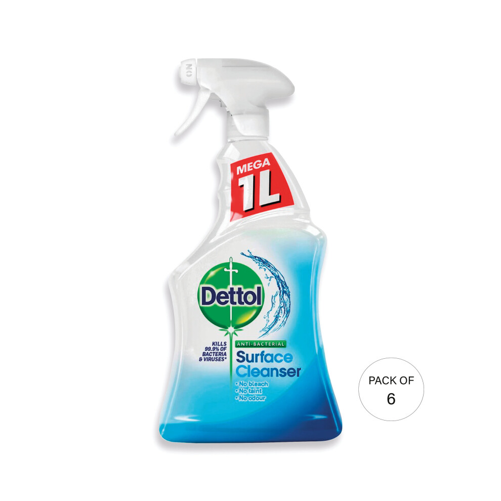 Photos - Other Household Chemicals Dettol Surface Cleaner Trigger Spray No Fragrance 1L  3165417 (Pack of 6)