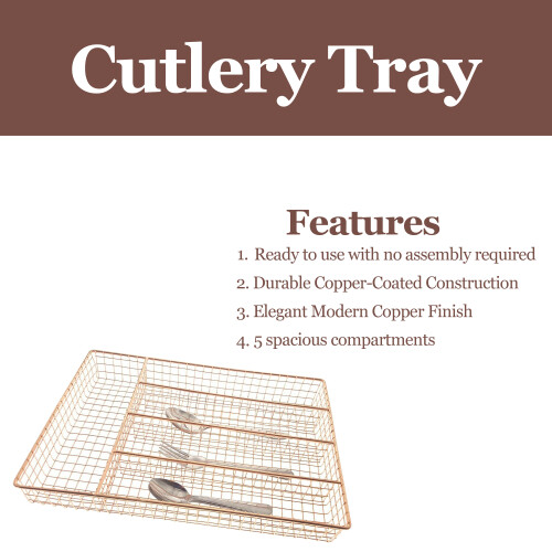 Apollo Copper Cutlery Tray 5-Compartment Organizer 1