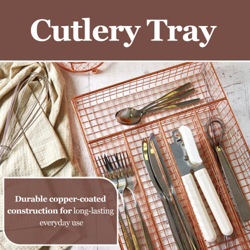 Apollo Copper Cutlery Tray 5-Compartment Organizer 2