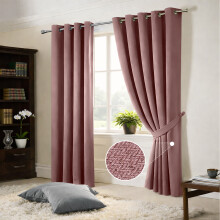(90" x 90" In, Blush Pink) 100% Blackout Ringtop Curtains- 260GSM Thick Linen Curtains 3 Layers Light Blocking Technology