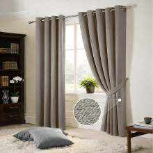 (66" x 90" In, Mink) 100% Blackout Ringtop Curtains- 260GSM Thick Linen Curtains 3 Layers Light Blocking Technology
