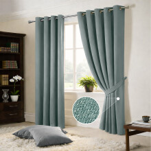(66" x 90" In, Sage Green) 100% Blackout Ringtop Curtains- 260GSM Thick Linen Curtains 3 Layers Light Blocking Technology