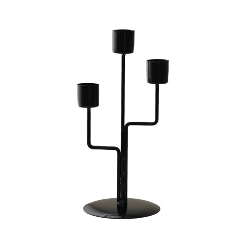 Suporte de metal para vela, preto, 23 x 10 cm (9,06 x 3,94 polegadas) 1