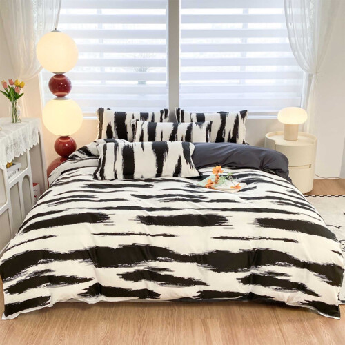 Gestreept polyester beddengoedset, 4-delig, 180x220 cm 1