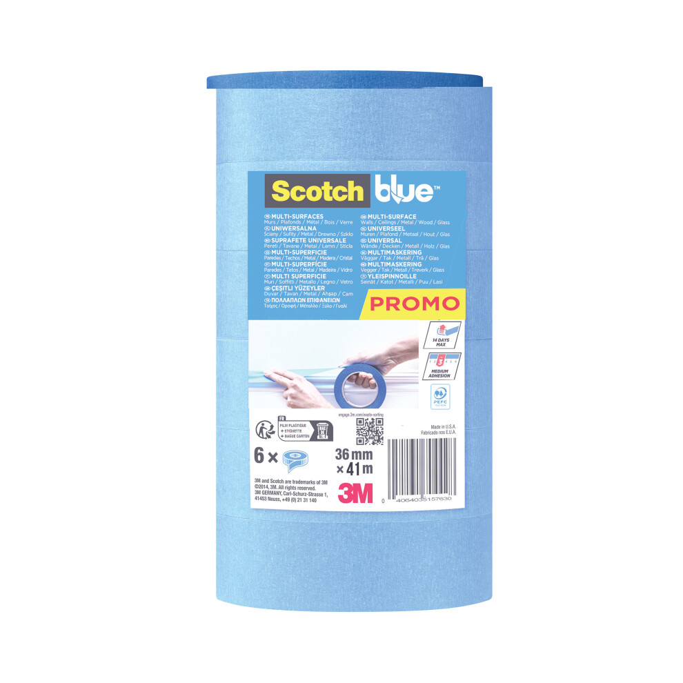 Scotch Scotchblue Multi-Surface Masking Tape 36Mm X 41M (Pack Of 6) 7100329273
