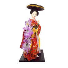 Elegante zijden Geisha-figuur in Japanse stijl, 30 cm hoog-MF012