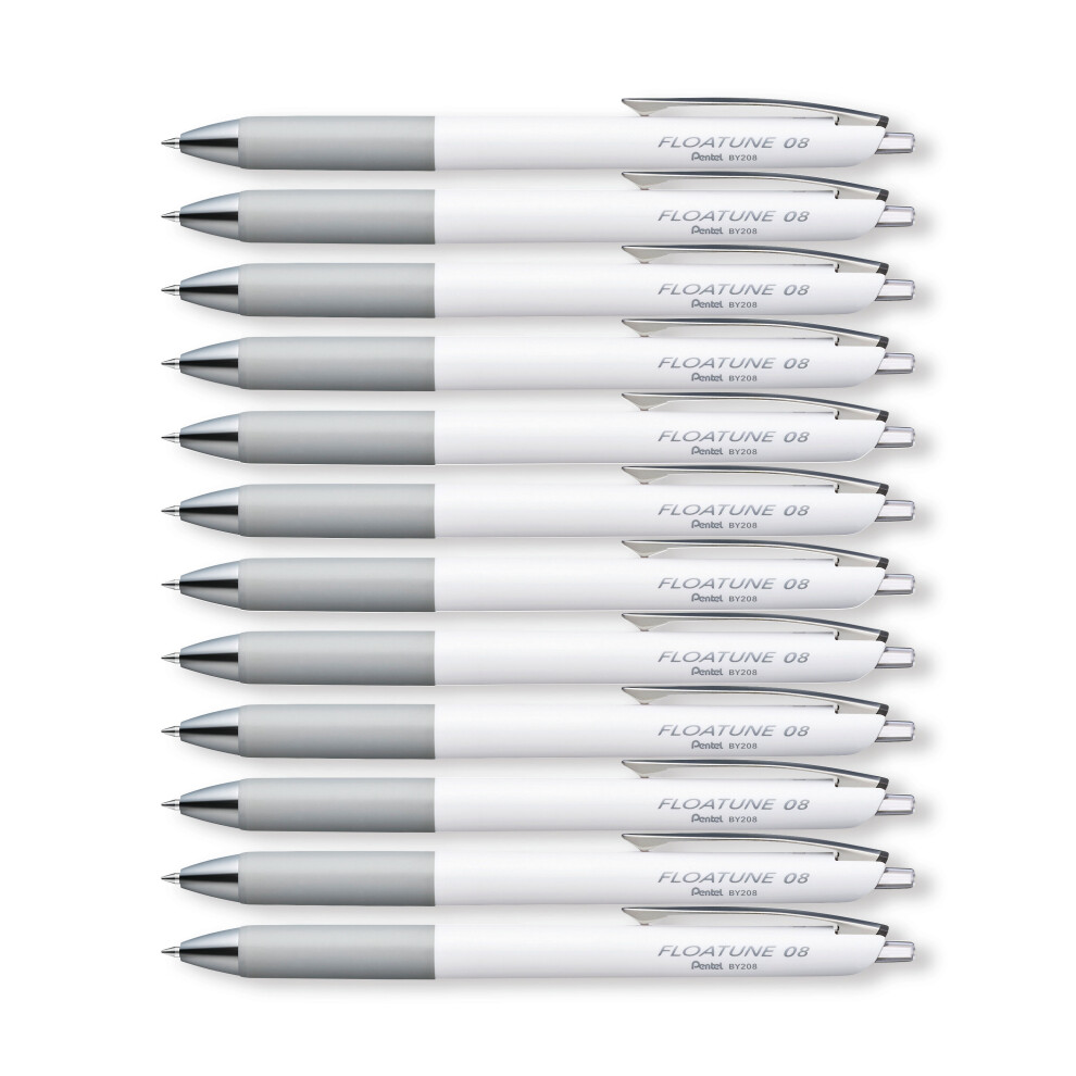 Pentel Floatune Retractable Rollerball 0.8Mm Black (Pack Of 12) By208-Ax