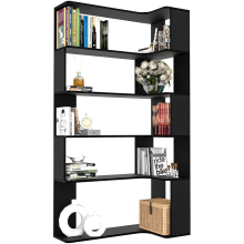 5-Tier Corner Bookshelf with LED Light Strip, Triangular Wooden Open Shelf, Geometric Storage Unit for Living Room, Bedroom & Study
