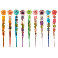 9Pcs Flower Print Kitten Crochet Needle 6Mm Resin Handle