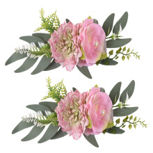 Pack of 2 Curtain Tiebacks Feature Flower-Type A pink cyan