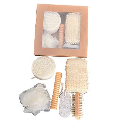 Bath Scrub Brush Bath Body Scrubber Fiber Back-6 piece set
