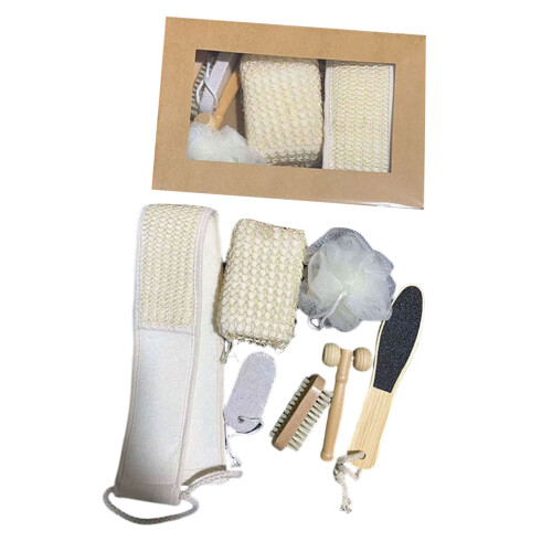 Bath Scrub Brush Shower Scrubber Ergonomic Back-7 piece set